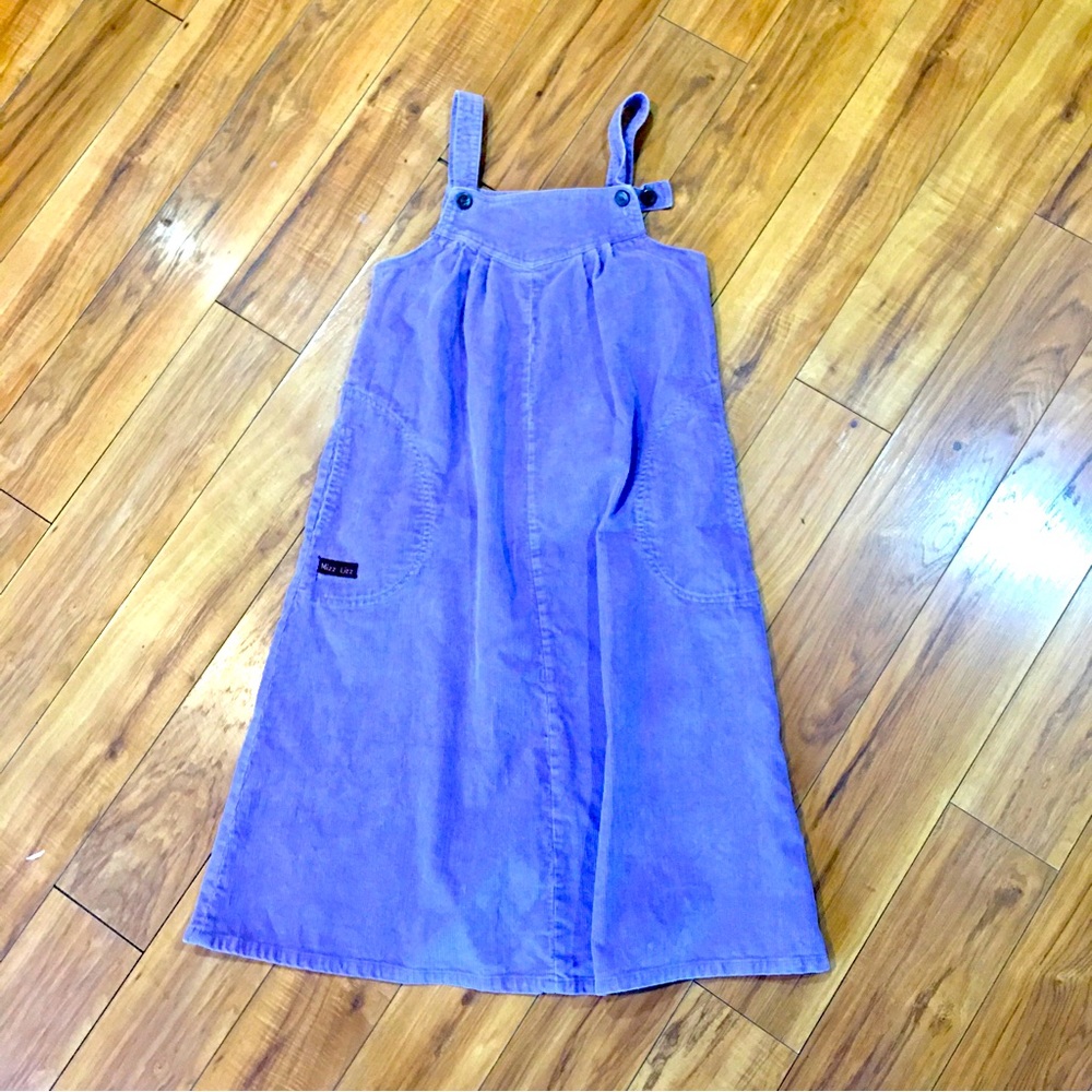 Mizz Lizz corduroy pastel Easter purple long maxi dress bib overalls sty…